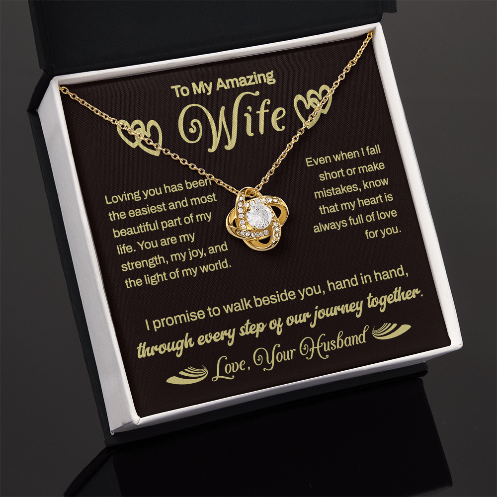 Stunning Gift For Wife From Husband "Every Step Of Our Journey" Love Knot Necklace