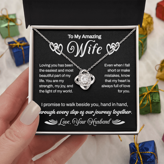 Unique Gift For Wife From Husband "Every Step Of Our Journey" Love Knot Necklace