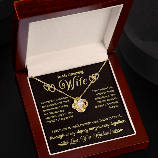 Stunning Gift For Wife From Husband "Every Step Of Our Journey" Love Knot Necklace