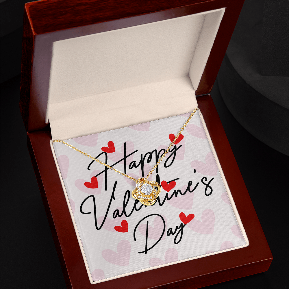 Happy Valentine's Day Read Hearts Love Knot Necklace