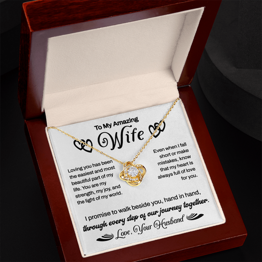 Perfect Gift For Wife From Husband "Every Step Of Our Journey" Love Knot Necklace