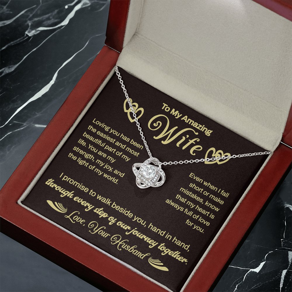 Stunning Gift For Wife From Husband "Every Step Of Our Journey" Love Knot Necklace