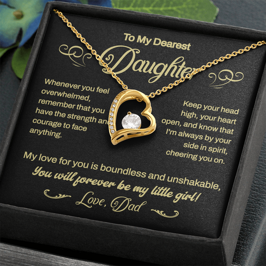 Stunning Gift For Daughter From Dad "My Little Girl" Forever Love Necklace